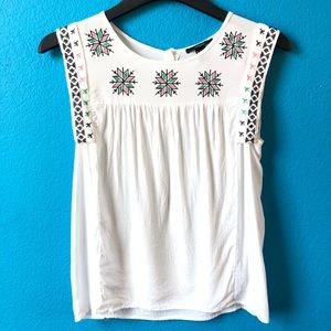 Forever 21 white embroidered peasant top